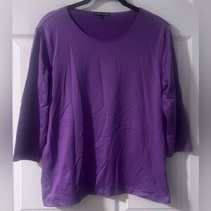 Women's A'NUE LIGNE Purple Boxy Sleeved Crew Neck Top